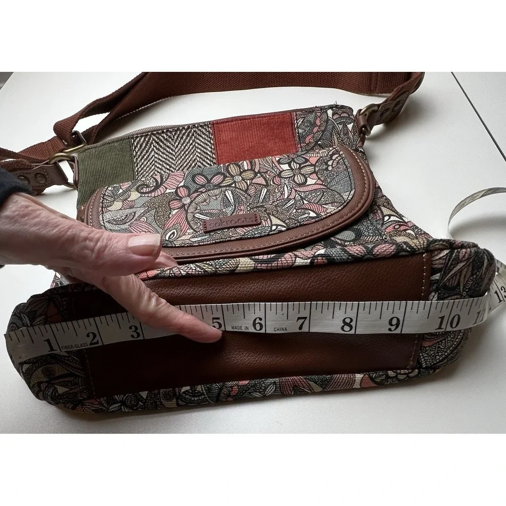 Sakroots Flap Crossbody Spirit Desert Canvas Bag  Sienna Patchwork Corduroy